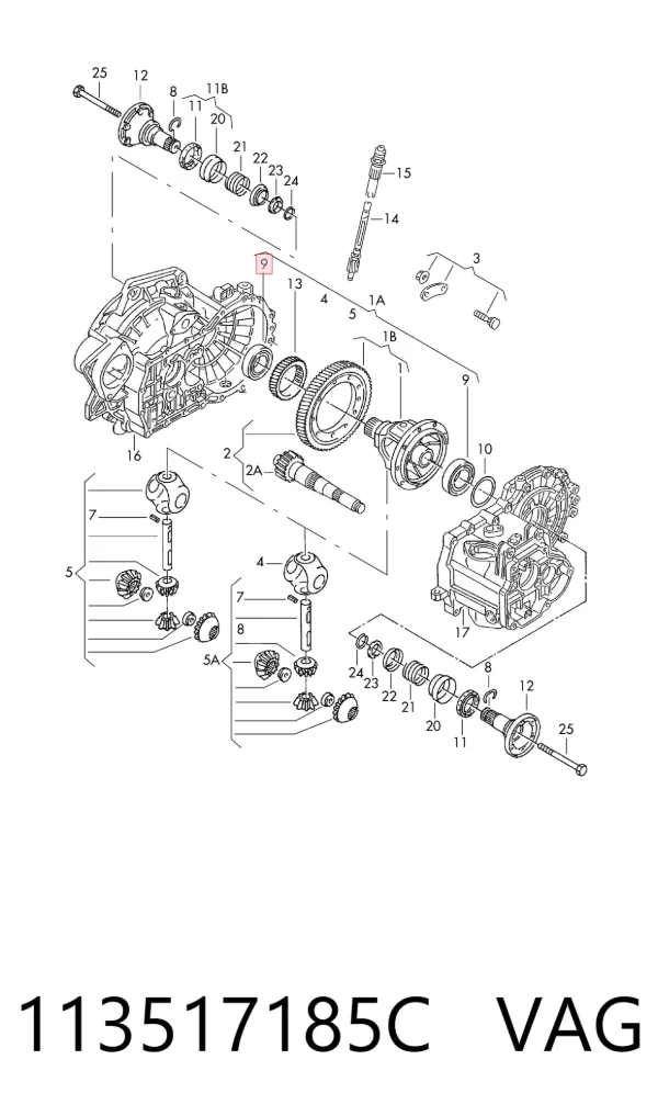 Cojinete interno del cubo de rueda delantera 113517185C VAG