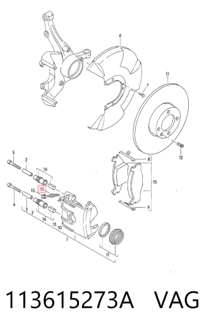 Válvula de purga de la pinza de freno delantera VAG 113615273A