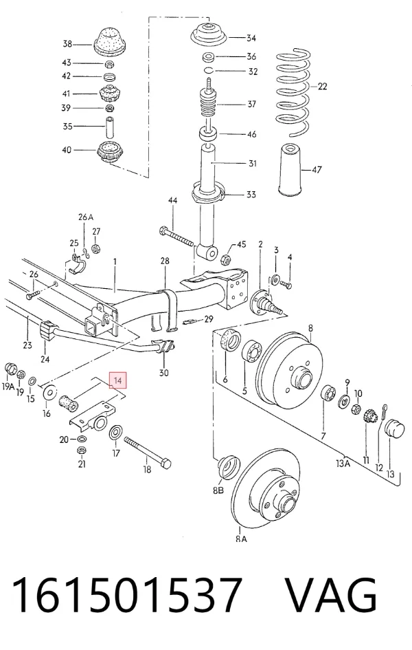 Silentblock trasero 161501537 VAG