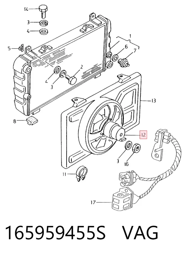 Ventilador del motor 165959455S VAG