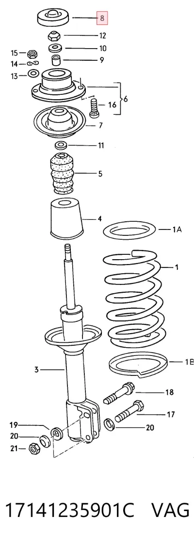 Cubierta de soporte del amortiguador delantero VAG 17141235901C