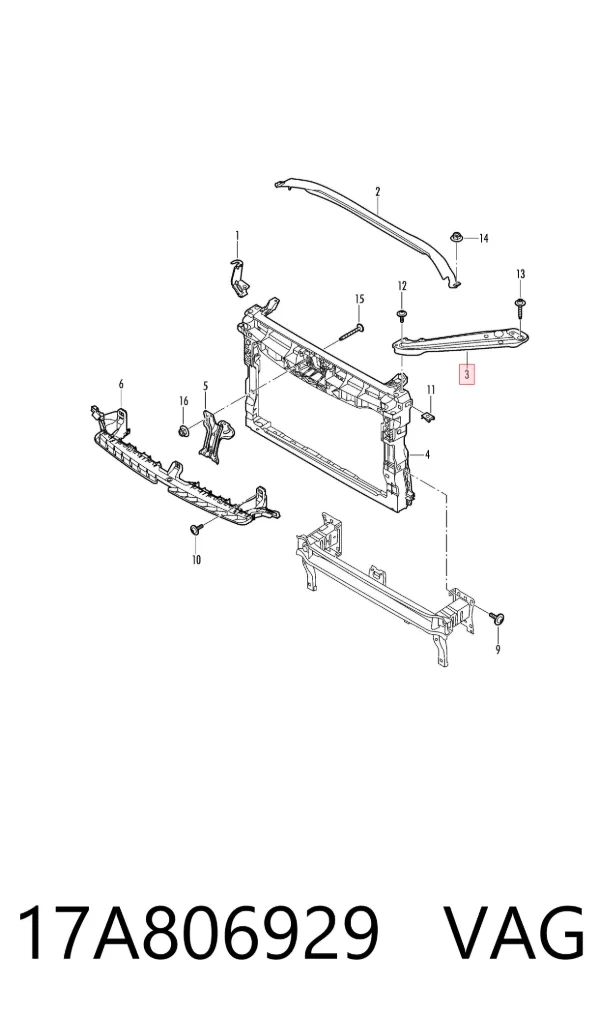 Soporte superior del marco del radiador 17A806929 VAG