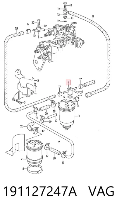 Válvula de retorno de combustible VAG 191127247A