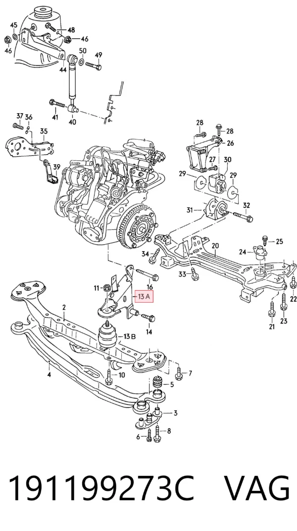 Soporte del soporte delantero del motor 191199273C VAG