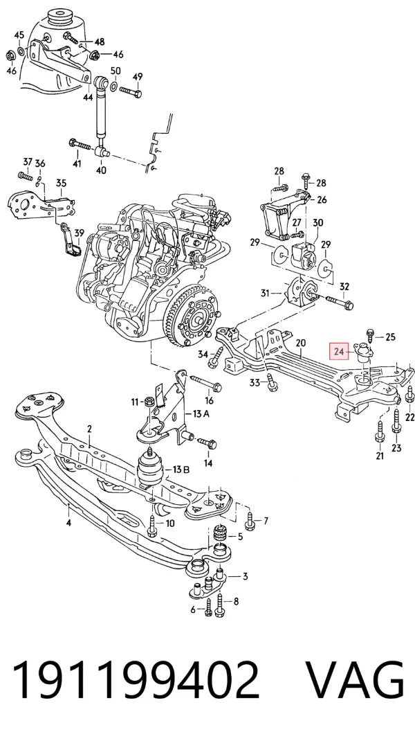 Soporte izquierdo del motor 191199402 VAG