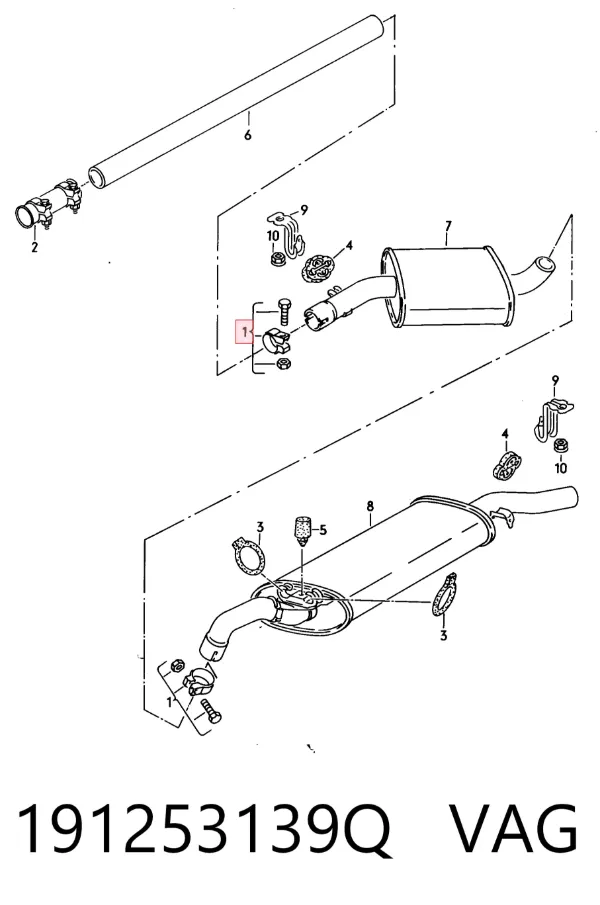 Abrazadera de sujeción delantera 191253139Q VAG