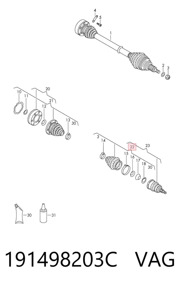 Fuelle de palier delantero exterior 191498203C VAG