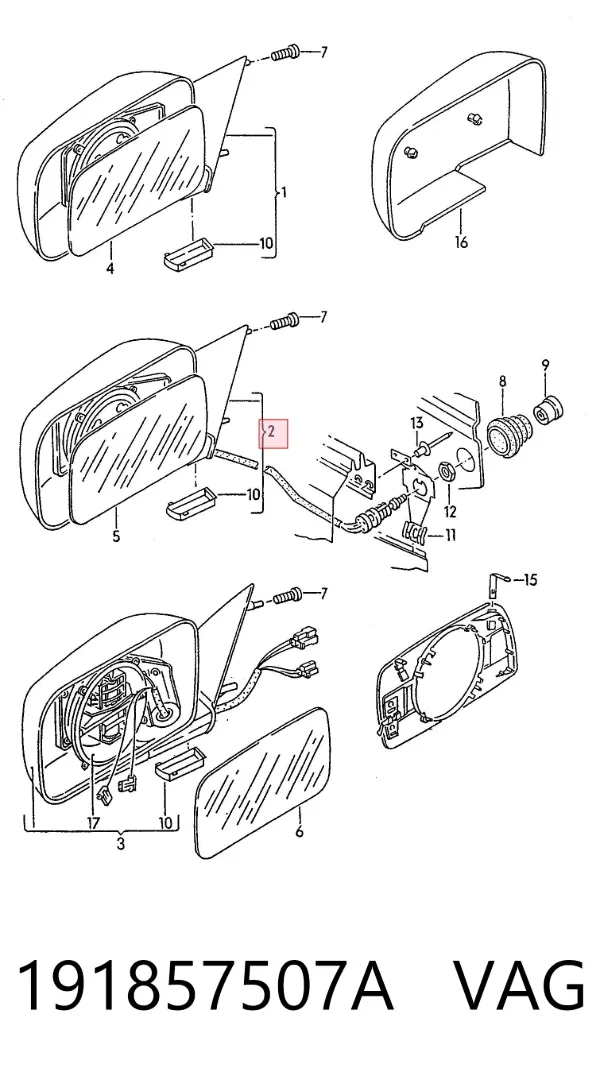 Espejo de retrovisor izquierdo 191857507A VAG