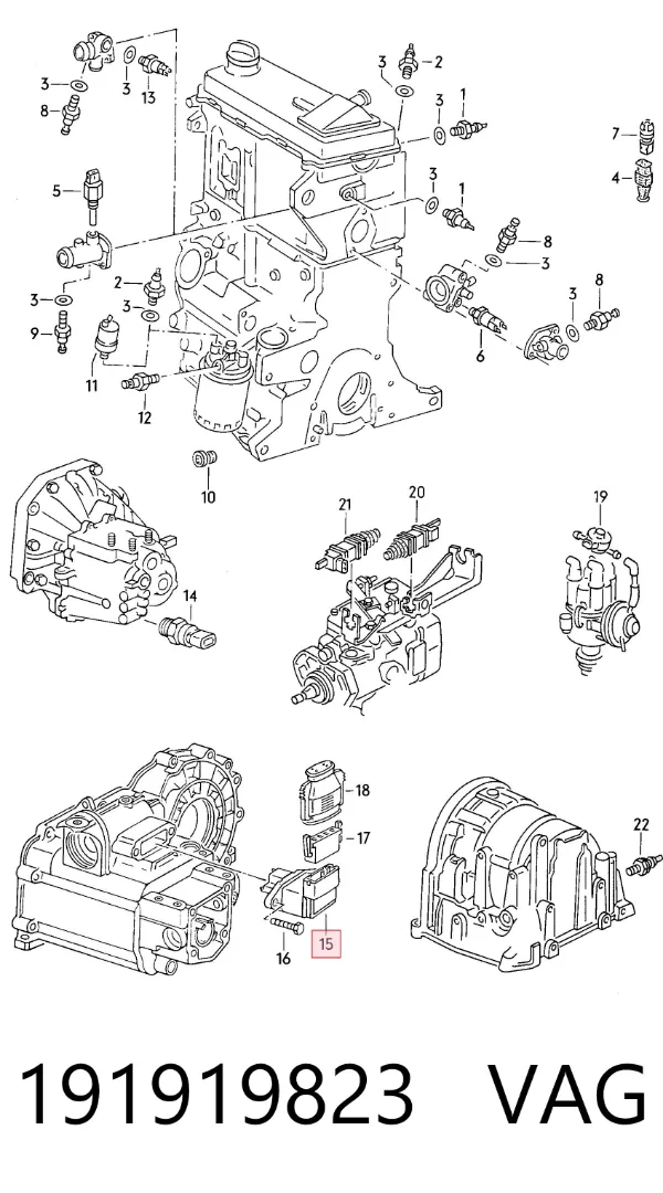 Sensor de marcha atrás 191919823 VAG