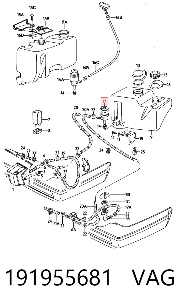 Bomba-motor de lavafaros 191955681 VAG