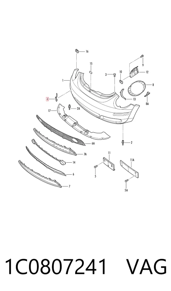 Tapa del enganche de remolcado delantera 1C0807241 VAG