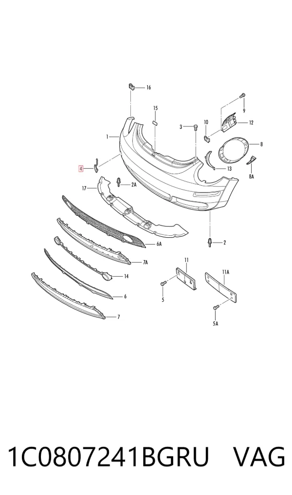Tapa del enganche de remolcado delantera 1C0807241BGRU VAG