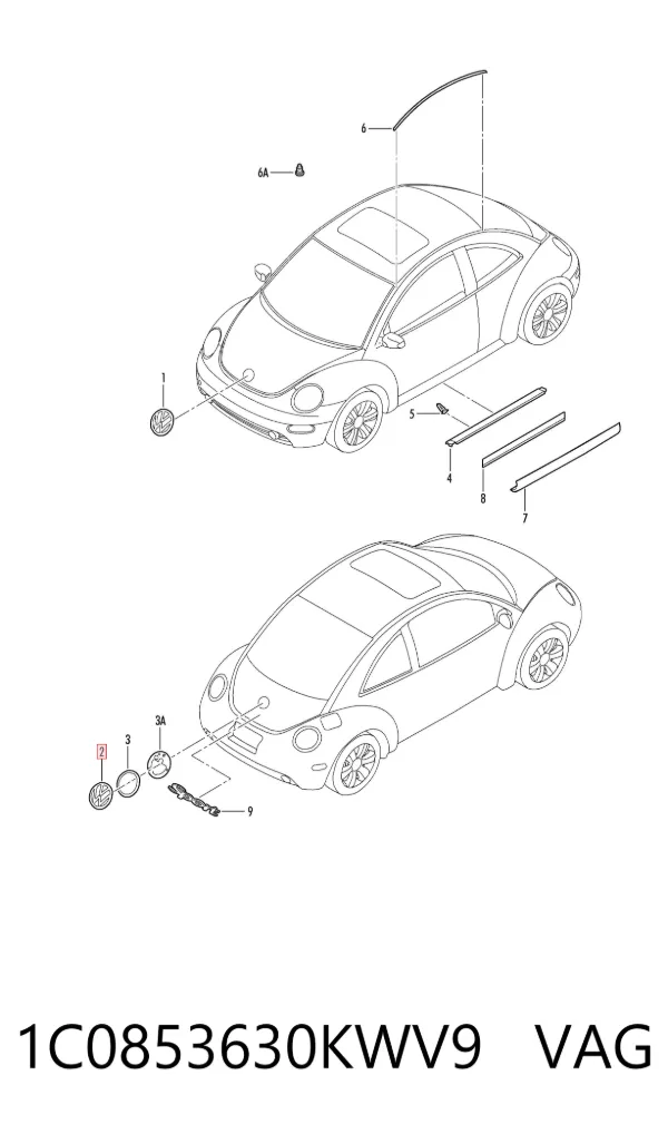 Emblema 1C0853630KWV9 VAG