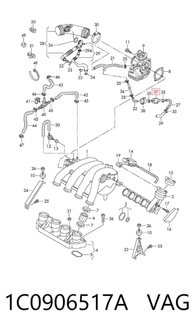 Válvula de ventilación de gases del tanque de combustible VAG 1C0906517A