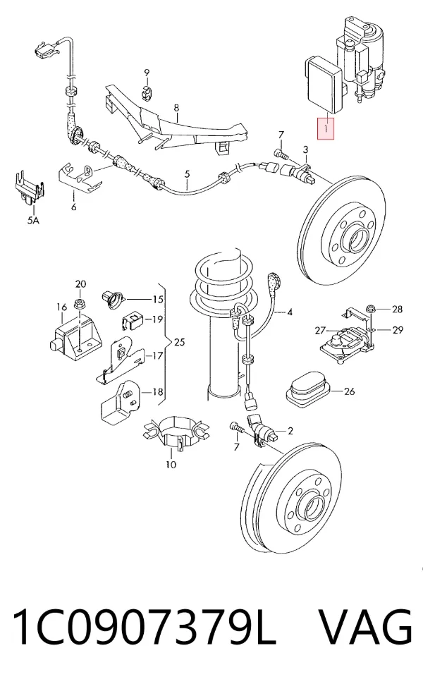 Módulo de control ABS 1C0907379L VAG