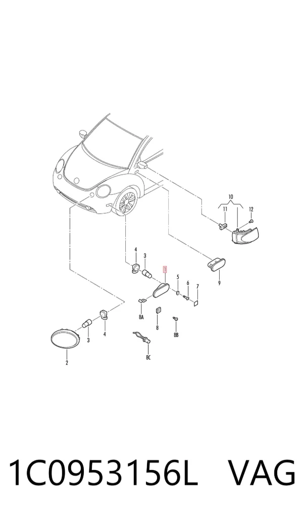Piloto intermitente derecho 1C0953156L VAG