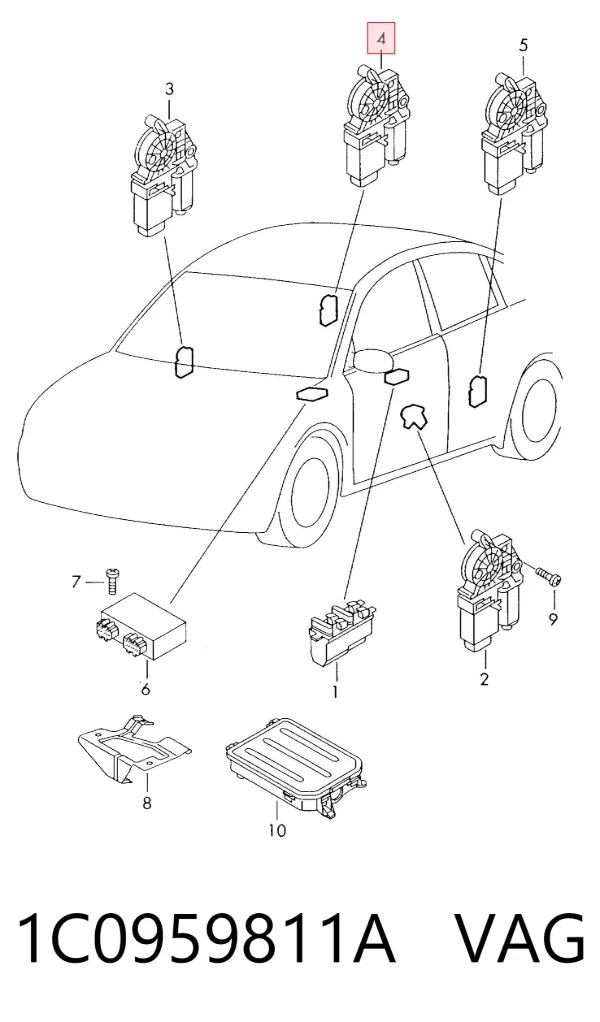 Motor del elevalunas de la puerta trasera izquierda 1C0959811A VAG