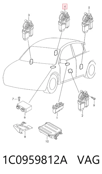 Motor del elevalunas de la puerta trasera derecha VAG 1C0959812A