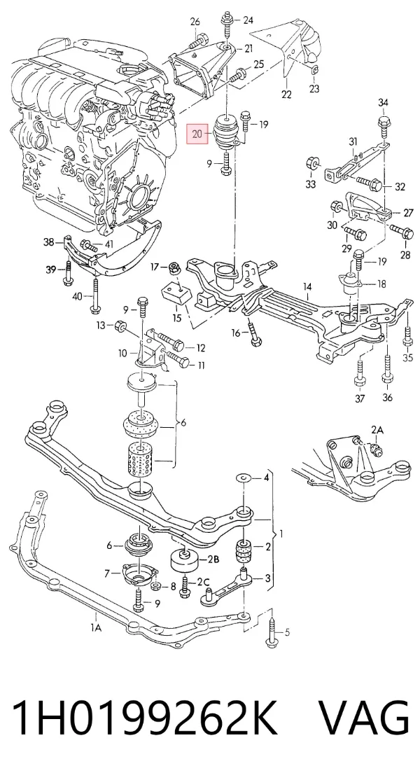 Soporte de motor derecho 1H0199262K VAG