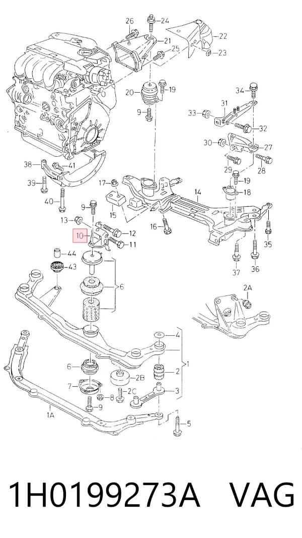 Soporte del soporte delantero del motor 1H0199273A VAG