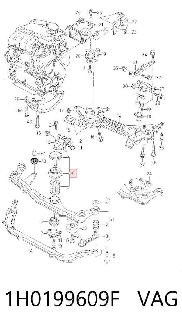 Soporte de motor delantero 1H0199609F VAG