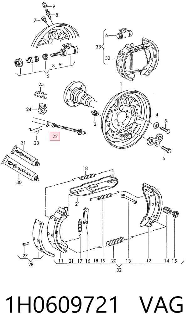 Cable de freno de mano trasero derecho/izquierdo 1H0609721 VAG