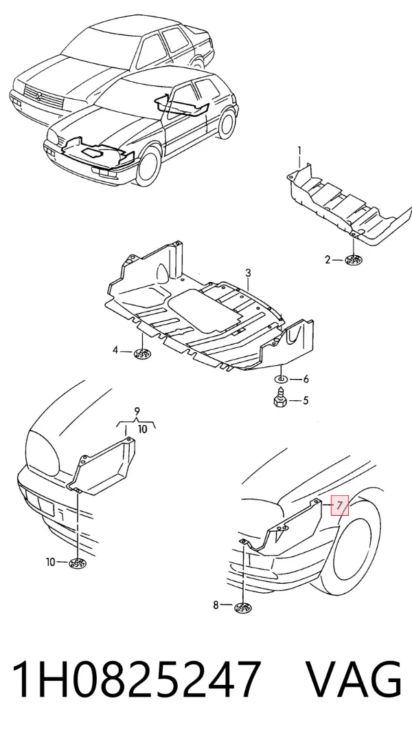 Protección izquierda del motor 1H0825247 VAG