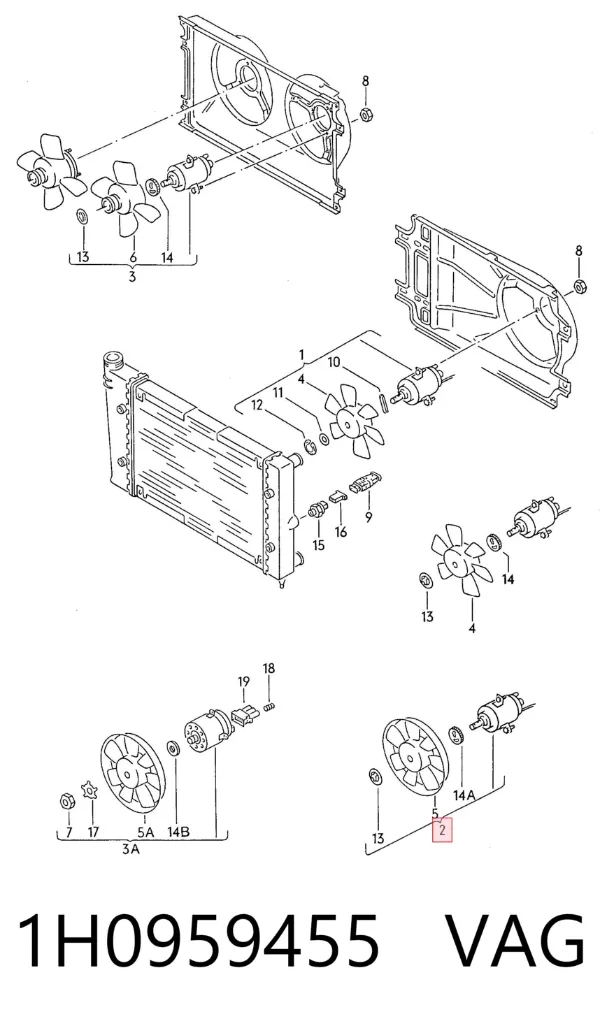 Ventilador del motor 1H0959455 VAG