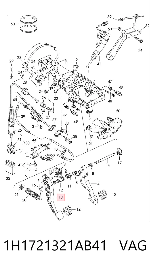 Pedal embrague 1H1721321AB41 VAG