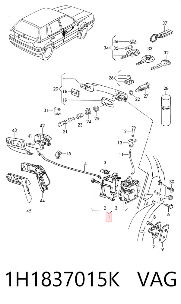 Cerradura 1H1837015K VAG