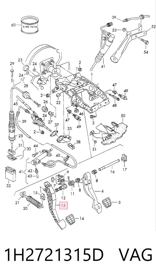 Pedal embrague 1H2721315D VAG