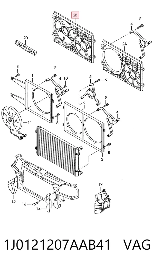 Bastidor radiador 1J0121207AAB41 VAG