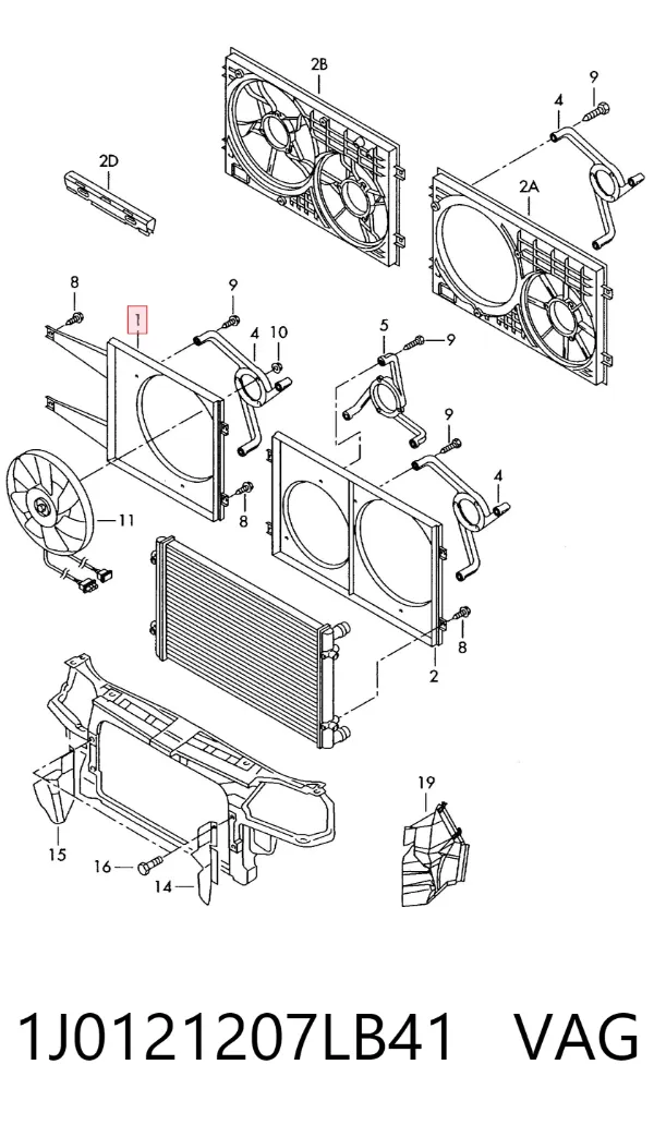 Ventilador de radiador 1J0121207LB41 VAG