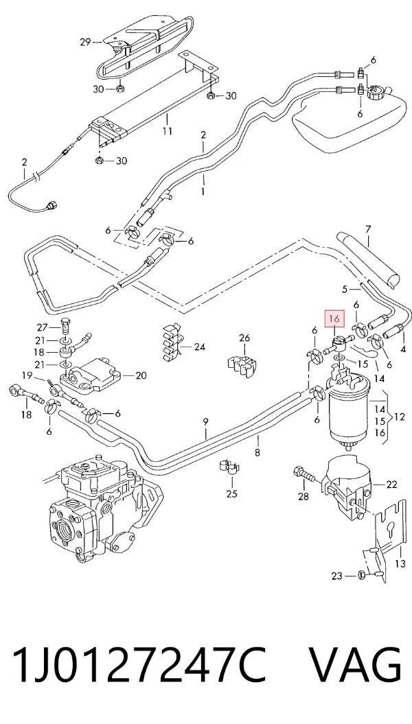 Válvula de retorno de combustible 1J0127247C VAG