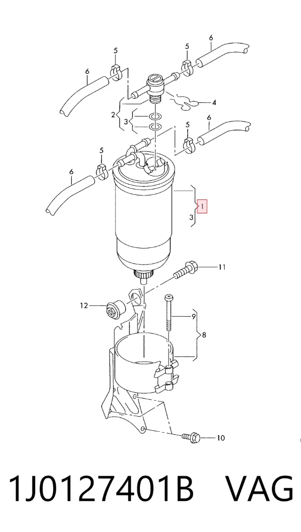 Filtro de combustible 1J0127401B VAG