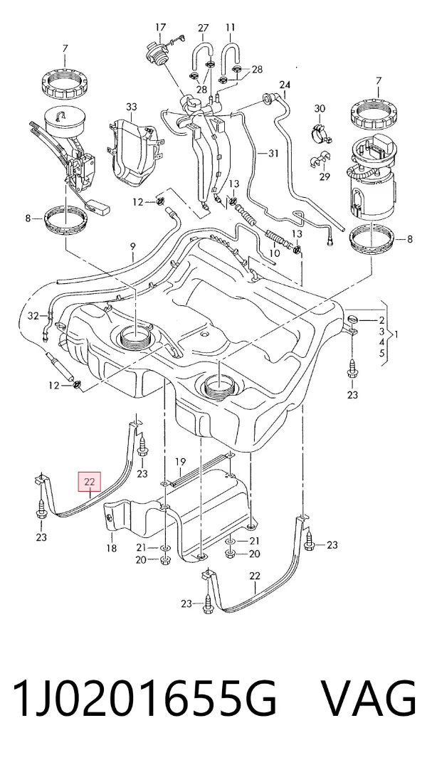 Soporte del tanque de combustible 1J0201655G VAG