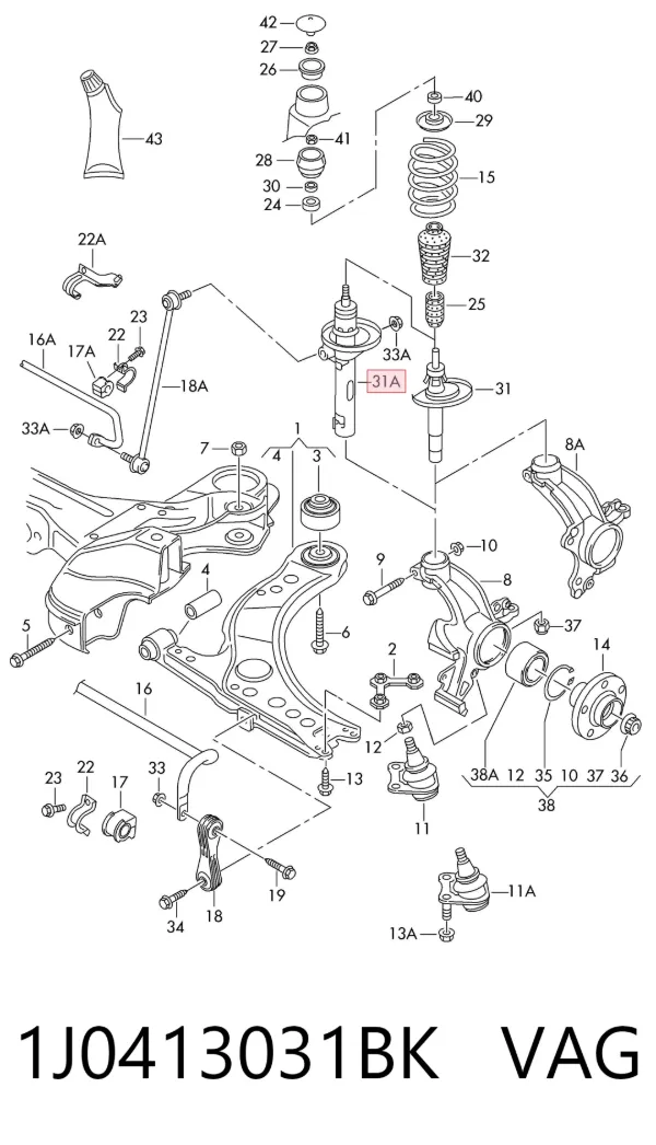 Amortiguador 1J0413031BK VAG