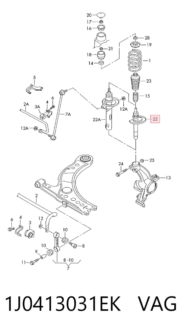 Amortiguador 1J0413031EK VAG