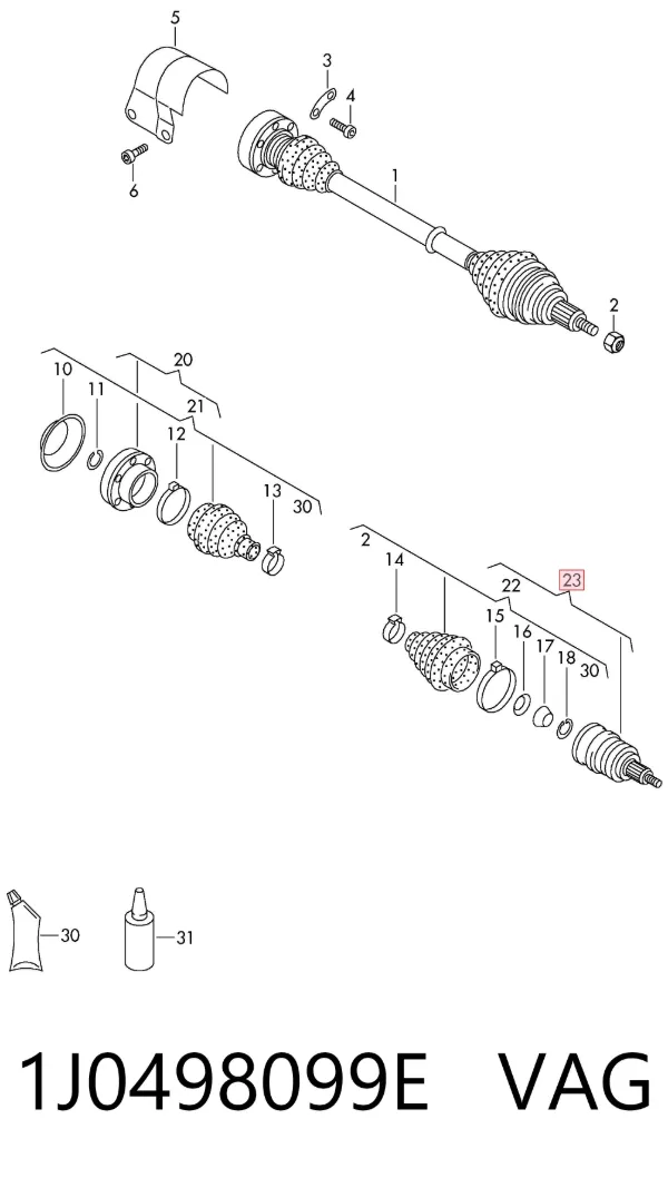 Junta homocinetica 1J0498099E VAG
