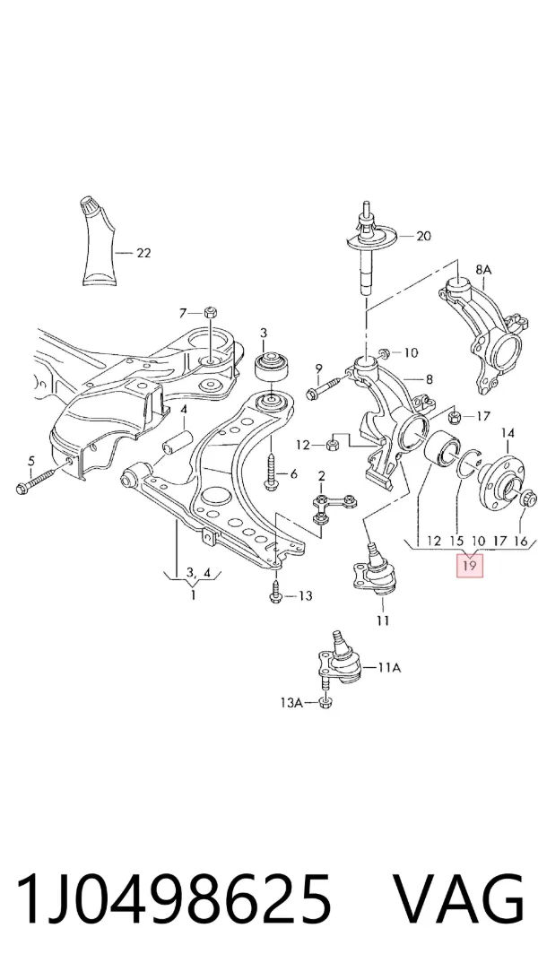 Cojinete de rueda delantero 1J0498625 VAG