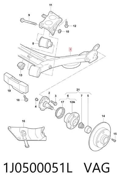 Subchasis trasero soporte motor VAG 1J0500051L
