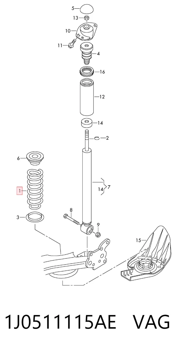 Muelle 1J0511115AE VAG