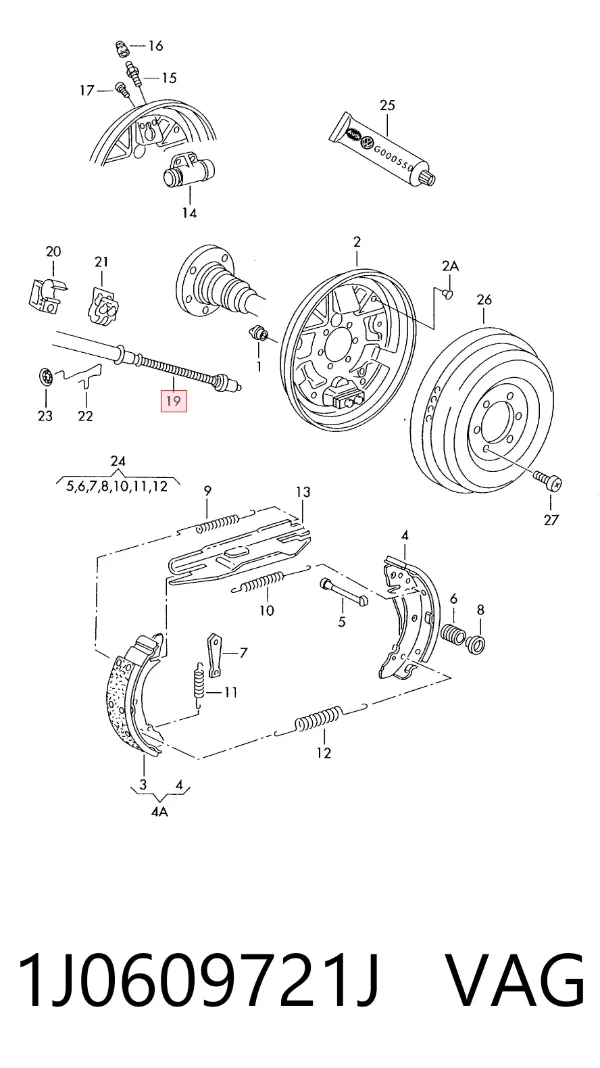 Cable de freno de mano trasero derecho/izquierdo 1J0609721J VAG