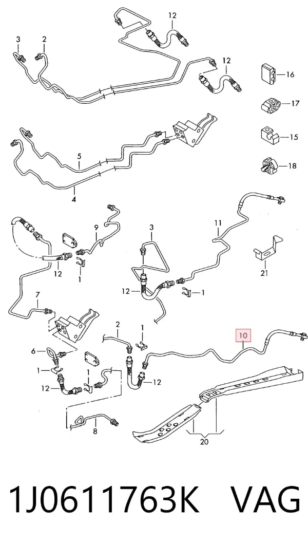 Latiguillo de freno trasero izquierdo 1J0611763K VAG