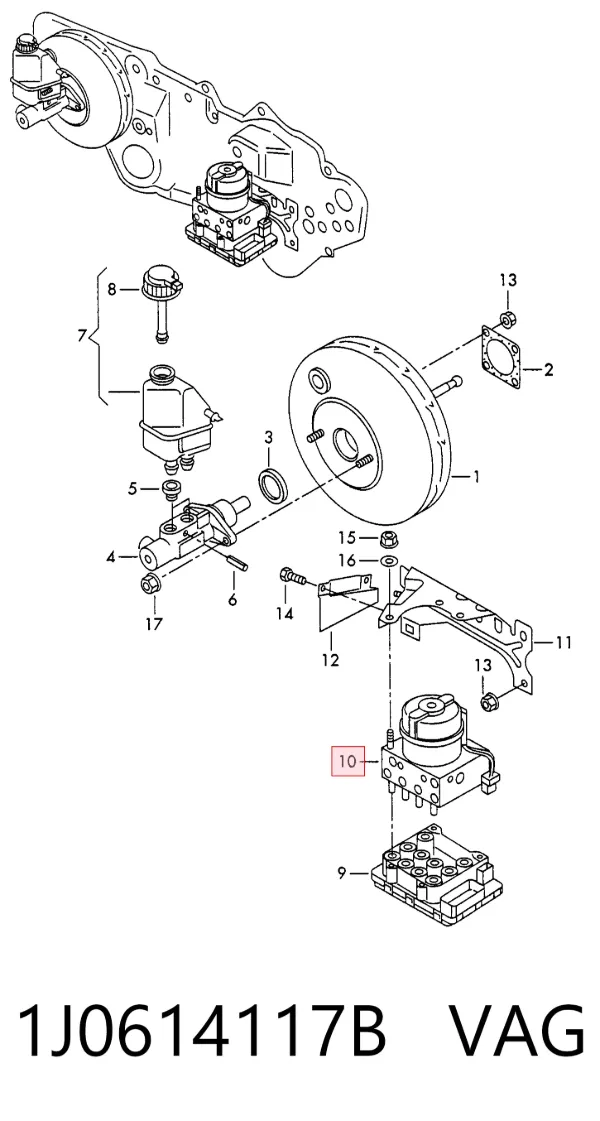 Módulo ABS 1J0614117B VAG