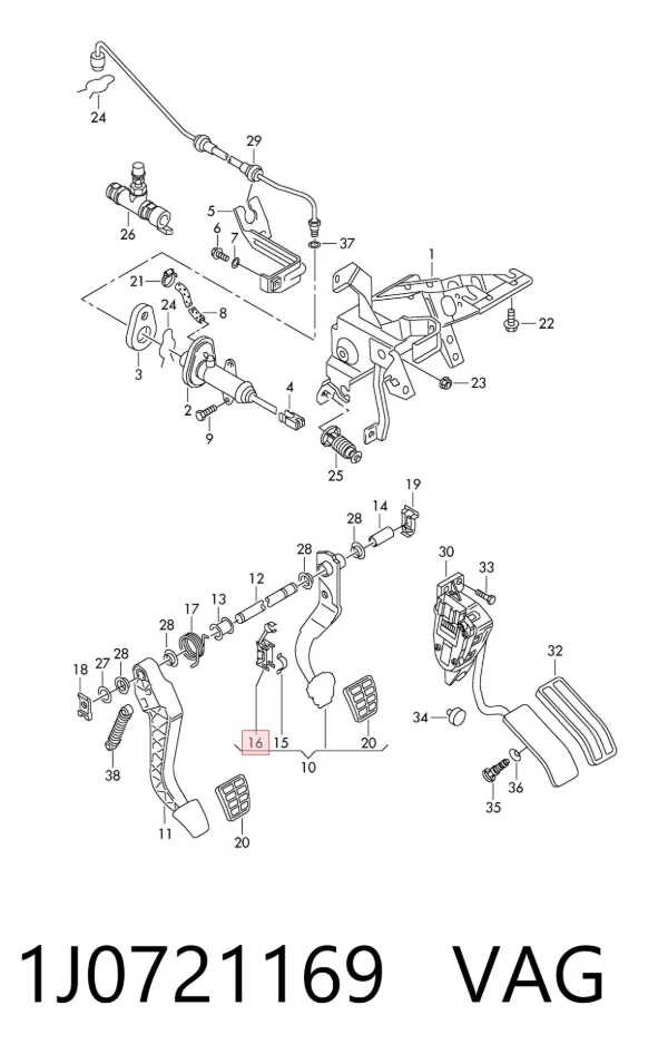 Clip de pedal de cable de embrague 1J0721169 VAG