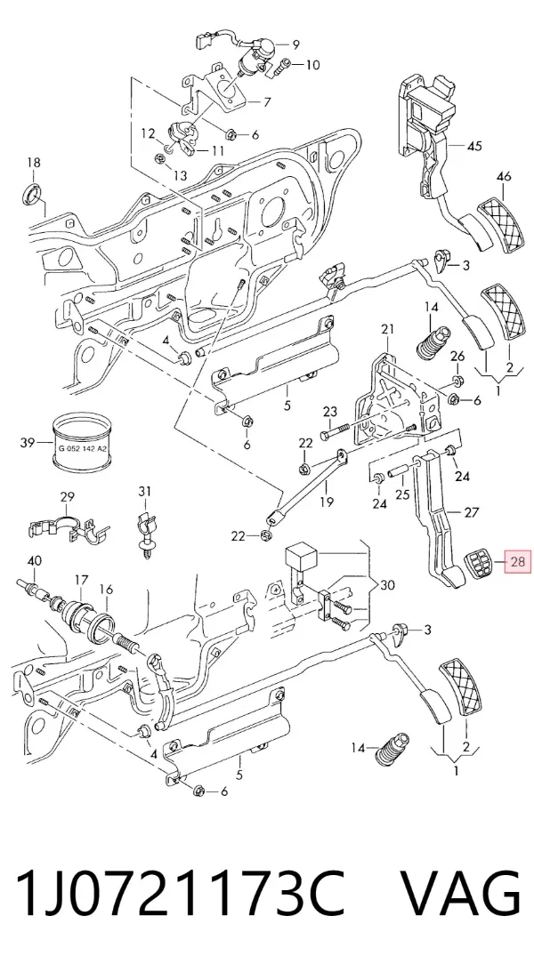Cubierta de pedal de freno 1J0721173C VAG