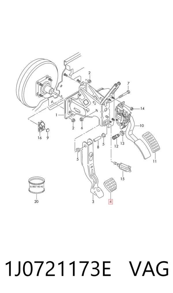 Cubierta de pedal de freno 1J0721173E VAG