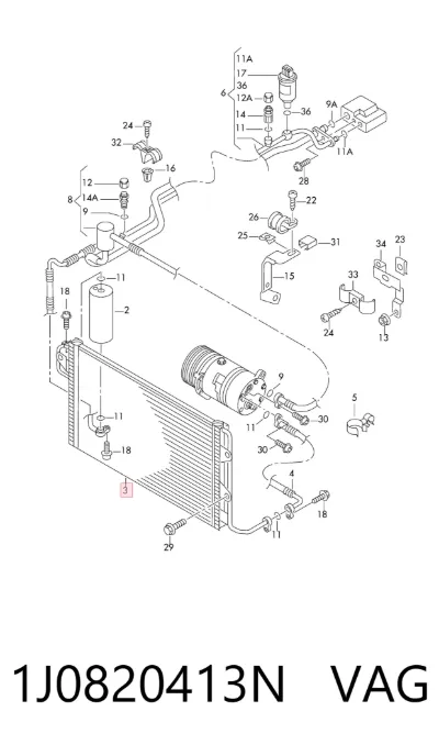 Condensador de aire acondicionado VAG 1J0820413N