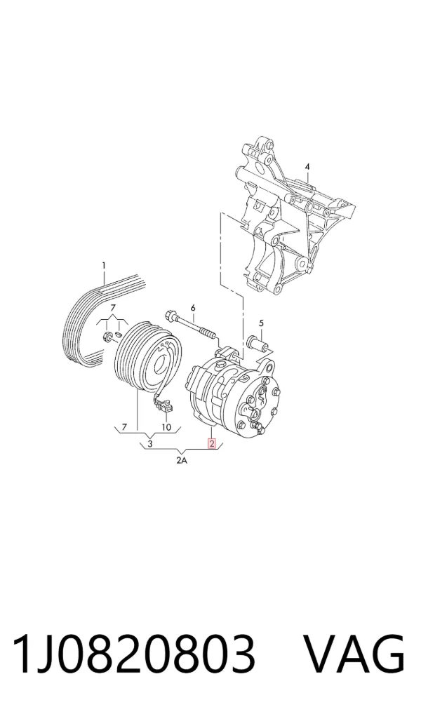 Compresor de aire acondicionado 1J0820803 VAG